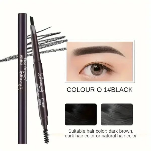 Dual-Ended Eyebrow Pencil with Triangular Tip & Brush - Perfect for All Skin Types - Image 3