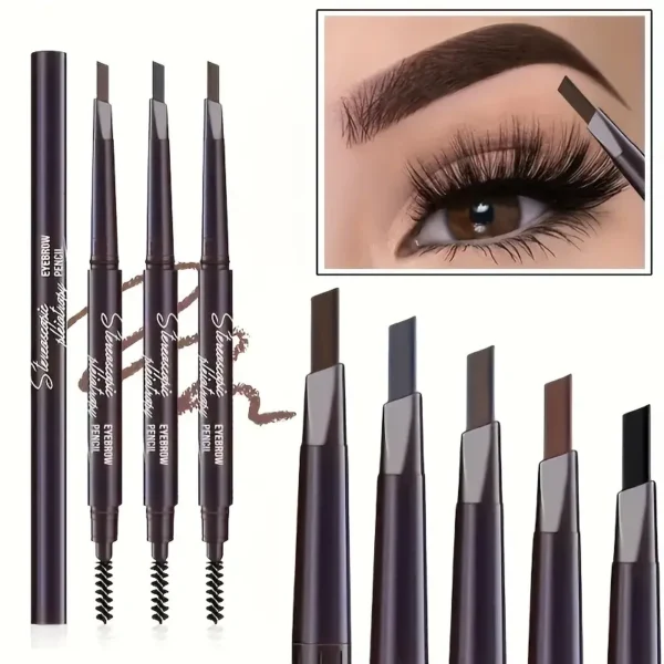 Dual-Ended Eyebrow Pencil with Triangular Tip & Brush - Perfect for All Skin Types