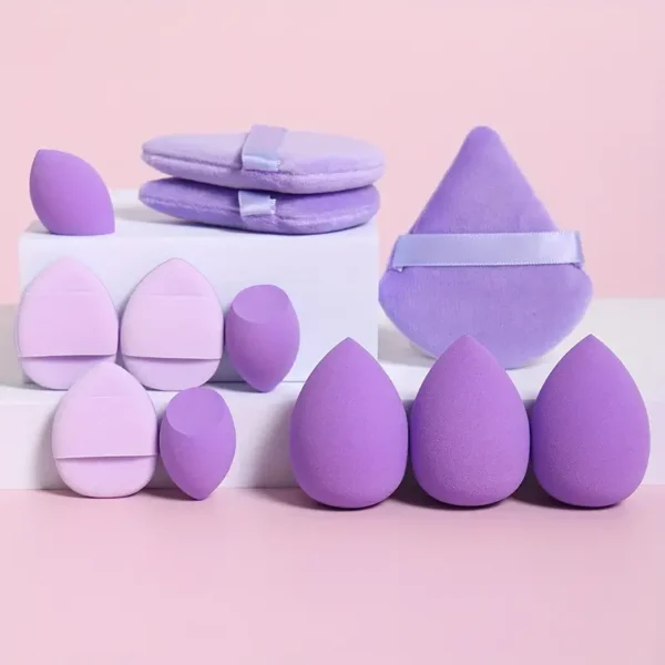 12-Piece Multi-functional Makeup Sponge Puff Set, Flawless Blending For Liquids, Creams & Powders,